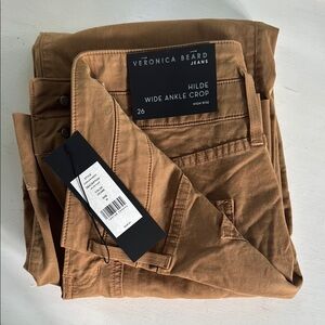 NWT Veronica Beard Tan Wide Ankle Crop Jeans